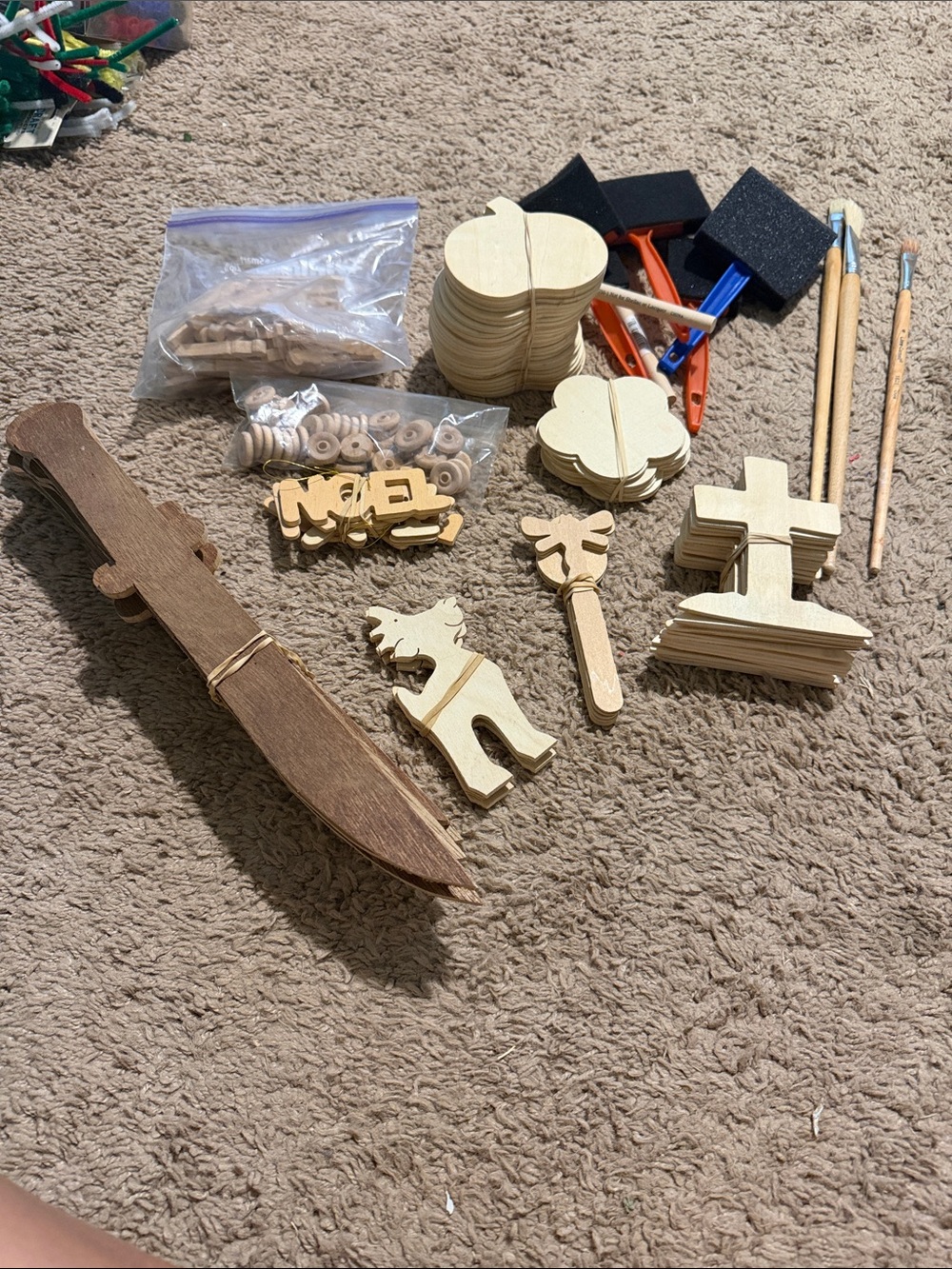 Wooden Craft Kit for Kids - Natural Wood Shapes & Tools